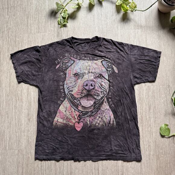 The Mountain Pitbull Love Tee Shirt XL Gray Stone Wash BIG HEART DOG CUTE - Picture 1 of 7